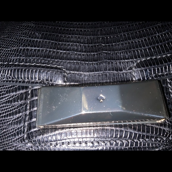 Kate Spade Black Large Scarlette Carroll Park Embossed Exotic Bag - Picture 6 of 10